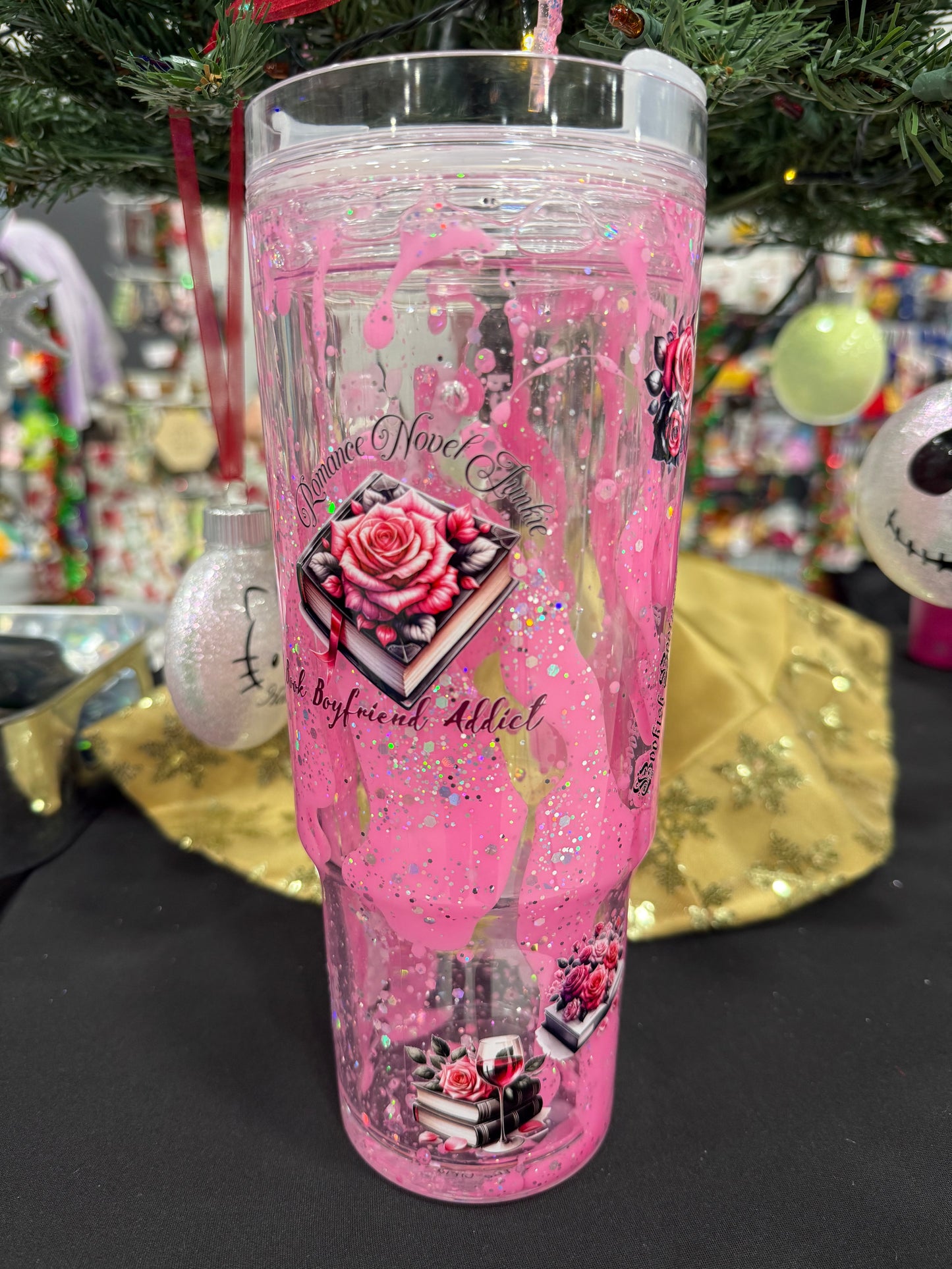 40 oz Smutty book pink lava drip